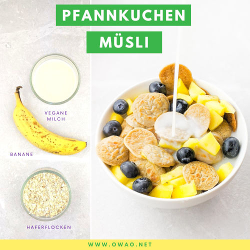 Vegane Bananen Pancakes: Probier unbedingt dieses Pfannkuchen Müsli!