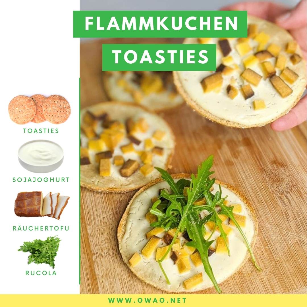 Veganes Abendessen warm: Geniale Flammkuchen Toasties